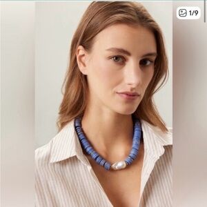 LIZZIE FORTUNATO WOMENS CHUNKY BILBAO NECKLACE BLUE BEADED